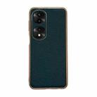 For Honor 70 Pro Genuine Leather Luolai Series Nano Plating Phone Case(Dark Green) - 1