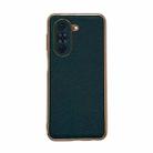 For Huawei nova 10 Genuine Leather Luolai Series Nano Plating Phone Case(Dark Green) - 1