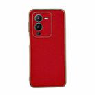 For vivo S15 5G Genuine Leather Luolai Series Nano Plating Phone Case(Red) - 1