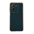 For vivo S15 5G Genuine Leather Luolai Series Nano Plating Phone Case(Dark Green) - 1