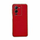 For vivo S15 Pro 5G Genuine Leather Luolai Series Nano Plating Phone Case(Red) - 1