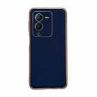 For vivo S15 Pro 5G Genuine Leather Luolai Series Nano Plating Phone Case(Dark Blue) - 1