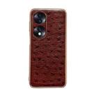 For Honor 70 Genuine Leather Ostrich Texture Nano Plating Phone Case(Coffee) - 1