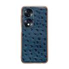 For Honor 70 Genuine Leather Ostrich Texture Nano Plating Phone Case(Blue) - 1