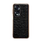 For Honor 70 Genuine Leather Ostrich Texture Nano Plating Phone Case(Black) - 1