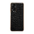 For Honor 70 Pro Genuine Leather Ostrich Texture Nano Plating Phone Case(Black) - 1