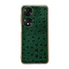 For Honor 70 Pro Genuine Leather Ostrich Texture Nano Plating Phone Case(Green) - 1