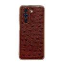 For Huawei nova 10 Pro Genuine Leather Ostrich Texture Nano Plating Phone Case(Coffee) - 1