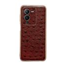 For vivo S15 5G Genuine Leather Ostrich Texture Nano Plating Phone Case(Coffee) - 1