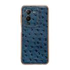 For vivo S15 5G Genuine Leather Ostrich Texture Nano Plating Phone Case(Blue) - 1