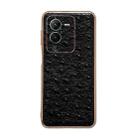 For vivo S15 5G Genuine Leather Ostrich Texture Nano Plating Phone Case(Black) - 1