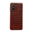 For vivo S15 Pro 5G Genuine Leather Ostrich Texture Nano Plating Phone Case(Coffee) - 1