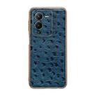 For vivo S15 Pro 5G Genuine Leather Ostrich Texture Nano Plating Phone Case(Blue) - 1