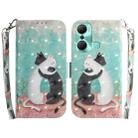 For Infinix Hot 12 Pro 3D Colored Horizontal Flip Leather Phone Case(Black White Cat) - 1