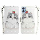 For Motorola Moto E22/E22i 3D Colored Horizontal Flip Leather Phone Case(Cute Cat) - 1