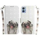 For Motorola Moto E22/E22i 3D Colored Horizontal Flip Leather Phone Case(Pug) - 1