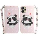 For Realme 9i 5G 3D Colored Horizontal Flip Leather Phone Case(Heart Panda) - 1