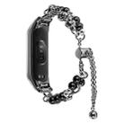 For Xiaomi Mi Band 3 / 4 Double Pearl Bead String Metal Watch Band(Black) - 1