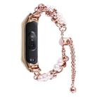 For Xiaomi Mi Band 3 / 4 Double Pearl Bead String Metal Watch Band(Rose Gold) - 1