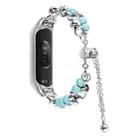 For Xiaomi Mi Band 3 / 4 Double Pearl Bead String Metal Watch Band(Turquoise) - 1