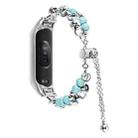 For Xiaomi Mi Band 5 / 6 Double Pearl Bead String Metal Watch Band(Turquoise) - 1