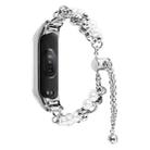 For Xiaomi Mi Band 5 / 6 Double Pearl Bead String Metal Watch Band(Silver) - 1