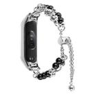 For Xiaomi Mi Band 7 Double Pearl Bead String Metal Watch Band(Silver Black) - 1