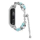 For Xiaomi Mi Band 7 Double Pearl Bead String Metal Watch Band(Turquoise) - 1