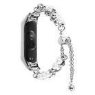 For Xiaomi Mi Band 7 Double Pearl Bead String Metal Watch Band(Silver) - 1