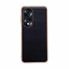 For Hono 70 Genuine Leather Xiaoya Series Nano Plating Phone Case(Black) - 1