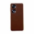 For Hono 70 Genuine Leather Xiaoya Series Nano Plating Phone Case(Coffee) - 1