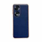 For Hono 70 Genuine Leather Xiaoya Series Nano Plating Phone Case(Blue) - 1