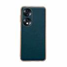 For Hono 70 Genuine Leather Xiaoya Series Nano Plating Phone Case(Dark Green) - 1