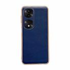 For Honor 70 Pro Genuine Leather Xiaoya Series Nano Plating Phone Case(Blue) - 1