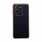 For vivo S15 5G Genuine Leather Xiaoya Series Nano Plating Phone Case(Black) - 1