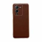 For vivo S15 5G Genuine Leather Xiaoya Series Nano Plating Phone Case(Coffee) - 1