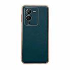 For vivo S15 5G Genuine Leather Xiaoya Series Nano Plating Phone Case(Dark Green) - 1