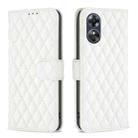 For OPPO A17 Diamond Lattice Wallet Leather Flip Phone Case(White) - 1
