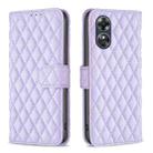 For OPPO A17 Diamond Lattice Wallet Leather Flip Phone Case(Purple) - 1