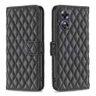 For OPPO A17 Diamond Lattice Wallet Leather Flip Phone Case(Black) - 1