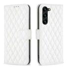 For Samsung Galaxy S23+ 5G Diamond Lattice Wallet Leather Flip Phone Case(White) - 1