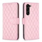 For Samsung Galaxy S23+ 5G Diamond Lattice Wallet Leather Flip Phone Case(Pink) - 1