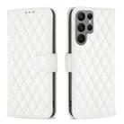 For Samsung Galaxy S23 Ultra 5G Diamond Lattice Wallet Leather Flip Phone Case(White) - 1