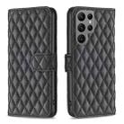 For Samsung Galaxy S23 Ultra 5G Diamond Lattice Wallet Leather Flip Phone Case(Black) - 1