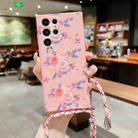 For Samsung Galaxy S22+ 5G Small Floral Lanyard Phone Case(Pink) - 1