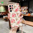 For Samsung Galaxy S21+ 5G Small Floral Lanyard Phone Case(White) - 1