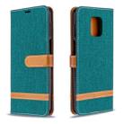 For Xiaomi Redmi Note 9S / Note 9 Pro / Note 9 Pro Max Color Matching Denim Texture Horizontal Flip Leather Case with Holder & Card Slots & Wallet & Lanyard(Green) - 1