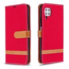 For Huawei P40 Lite Color Matching Denim Texture Horizontal Flip Leather Case with Holder & Card Slots & Wallet & Lanyard(Red) - 1