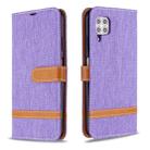 For Huawei P40 Lite Color Matching Denim Texture Horizontal Flip Leather Case with Holder & Card Slots & Wallet & Lanyard(Purple) - 1