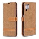 For Huawei P40 Lite Color Matching Denim Texture Horizontal Flip Leather Case with Holder & Card Slots & Wallet & Lanyard(Brown) - 1